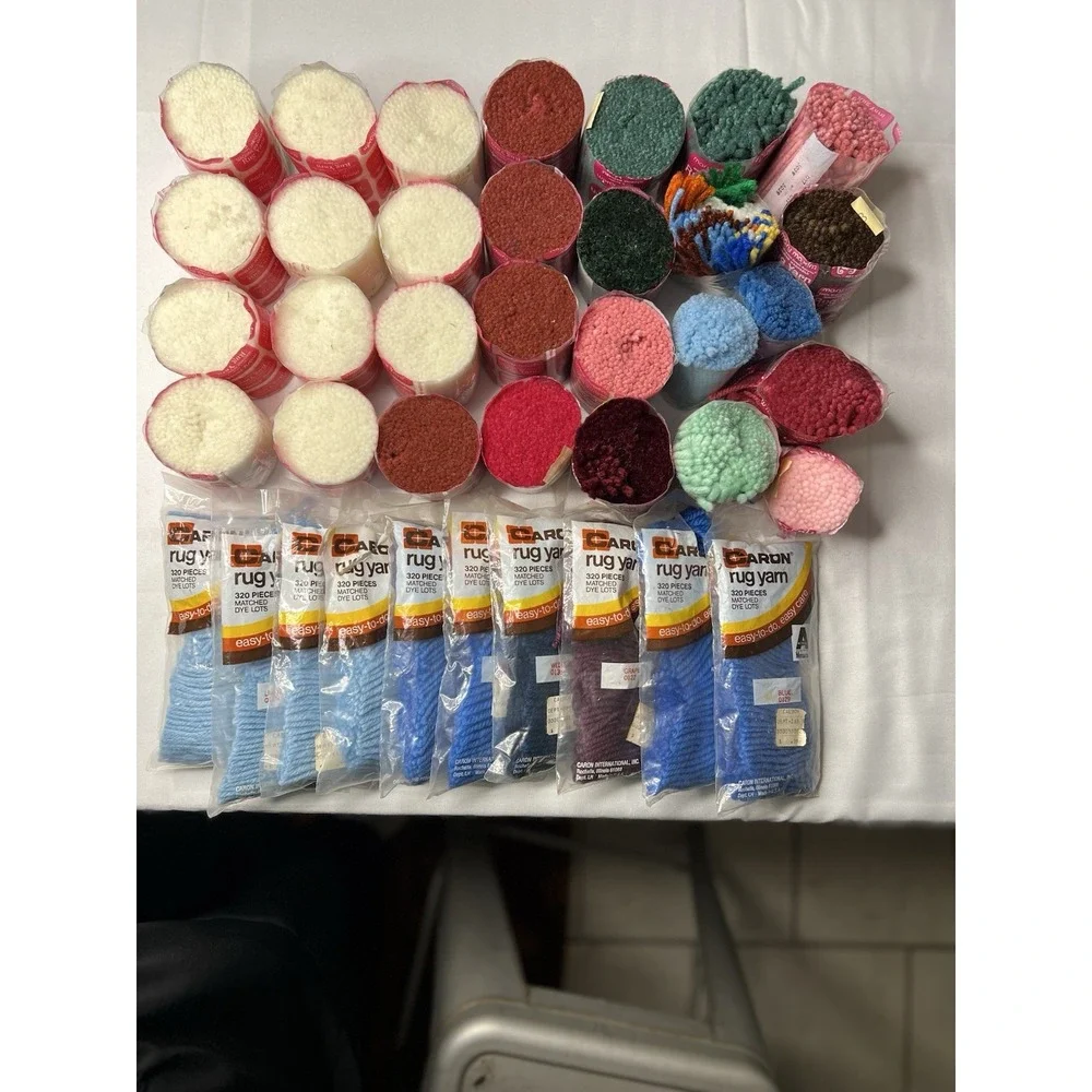 Mary Maxim Caron Pre-Cut Latch Hook Rug Yarn Large Bulk Lot Vintage Acrylic